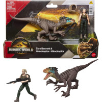Фігурка Зора Беннетт з Динозавром Велоцираптор Світ Юрського Періоду Jurassic World Zora Bennett & Velociraptor Dinosaur Mattel (JGB84)