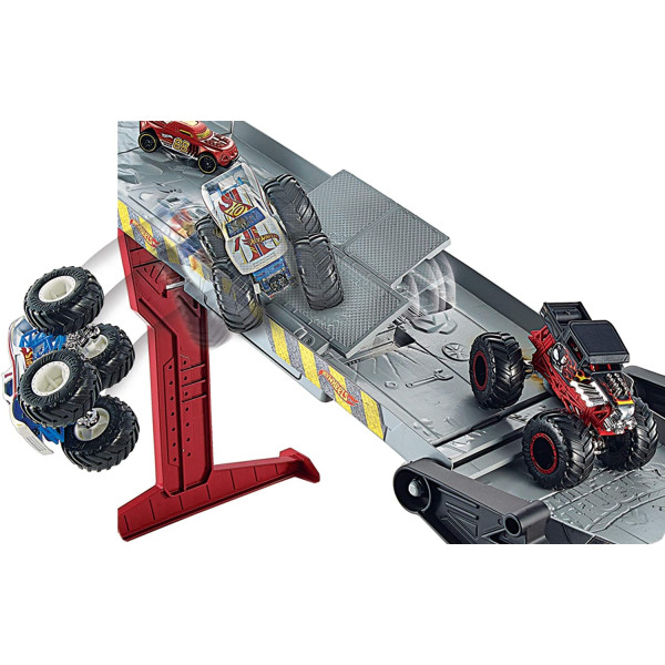 Трек Хот Вілс Монстер тракс Пересувний трамплін Hot Wheels Monster Trucks Downhill Race & GO  (GFR15)