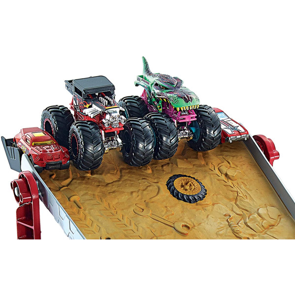 Трек Хот Вілс Монстер тракс Пересувний трамплін Hot Wheels Monster Trucks Downhill Race & GO  (GFR15)