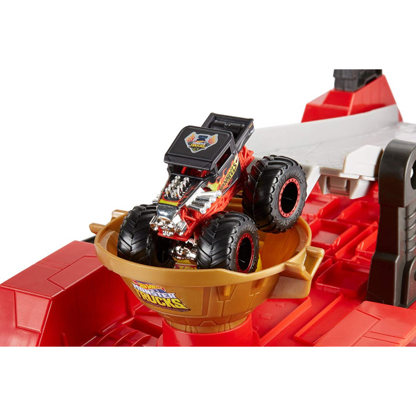 Трек Хот Вілс Монстер тракс Пересувний трамплін Hot Wheels Monster Trucks Downhill Race & GO  (GFR15)