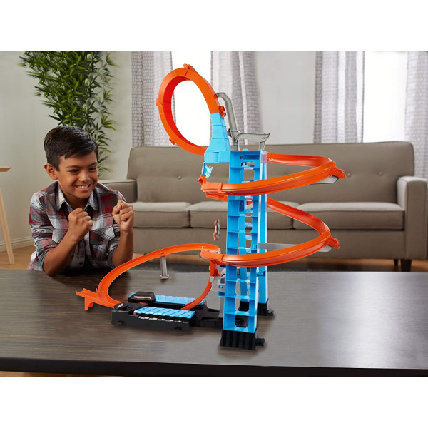 Трек Хот Вілс Хмарочос Падіння з Башти Hot Wheels Sky Crash Tower Track Set (GWT39)