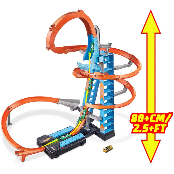 Трек Хот Вілс Хмарочос Падіння з Башти Hot Wheels Sky Crash Tower Track Set (GWT39)