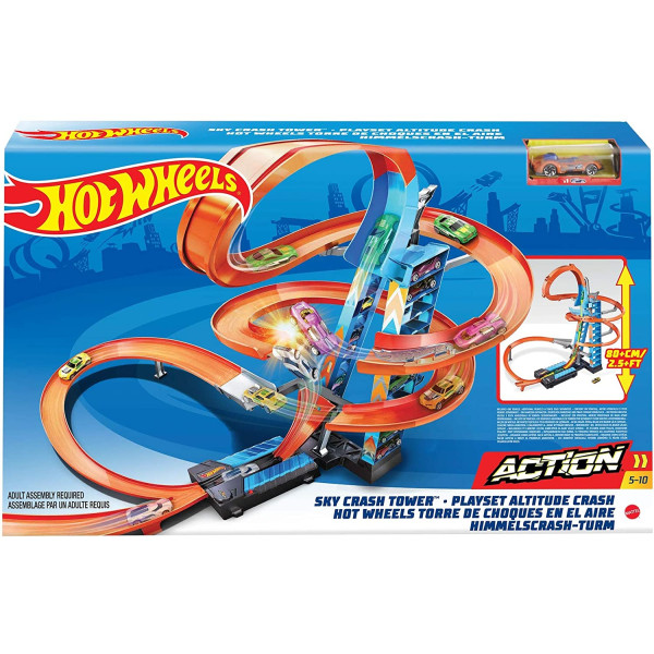 Трек Хот Вілс Хмарочос Падіння з Башти Hot Wheels Sky Crash Tower Track Set (GWT39)