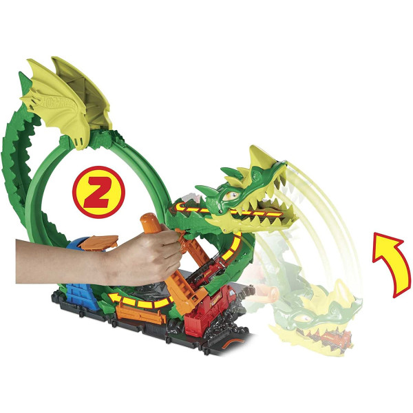 Трек Хот Вілс Атака Вогняного Дракона Hot Wheels City Dragon Drive Firefight Playset (HJV70)