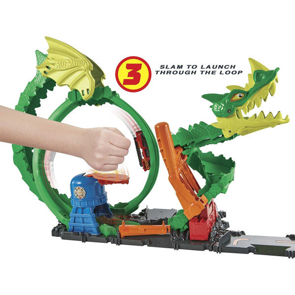Трек Хот Вілс Атака Вогняного Дракона Hot Wheels City Dragon Drive Firefight Playset (HJV70)