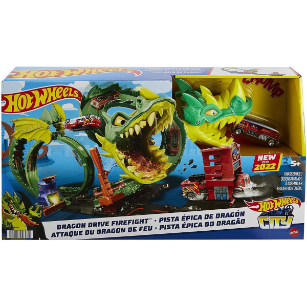 Трек Хот Вілс Атака Вогняного Дракона Hot Wheels City Dragon Drive Firefight Playset (HJV70)