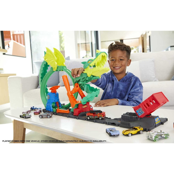 Трек Хот Вілс Атака Вогняного Дракона Hot Wheels City Dragon Drive Firefight Playset (HJV70)