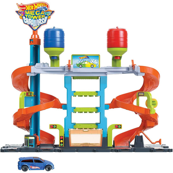 Ігровий набір Хот Вілс Мегавежа Автомийка Hot Wheels City Mega Tower Car Wash (HDP05)