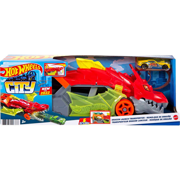 Автовоз транспортер Хот Вілс Паща Дракона Hot Wheels City Dragon Launch Transporter (GTK42)