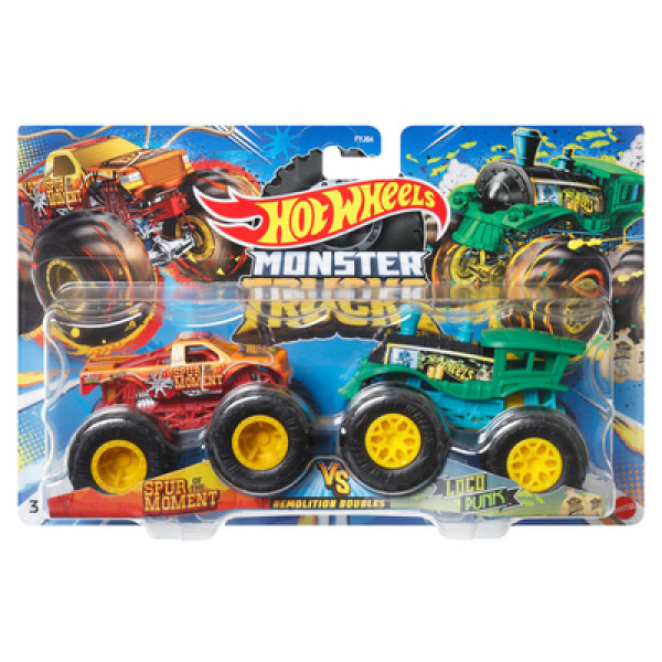 Набір із 2 машинок Хот Вілс Монстер Тракс Hot Wheels Monster Trucks Spur Moment vs Loco Punk (FYJ64/HLT63)