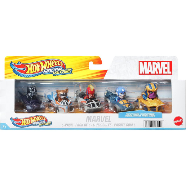 Набір з 5 машинок Хот Вілс Марвел Hot Wheels RacerVerse 5 Die-Cast Marvel Toy Car Gift Pack (HPN40)