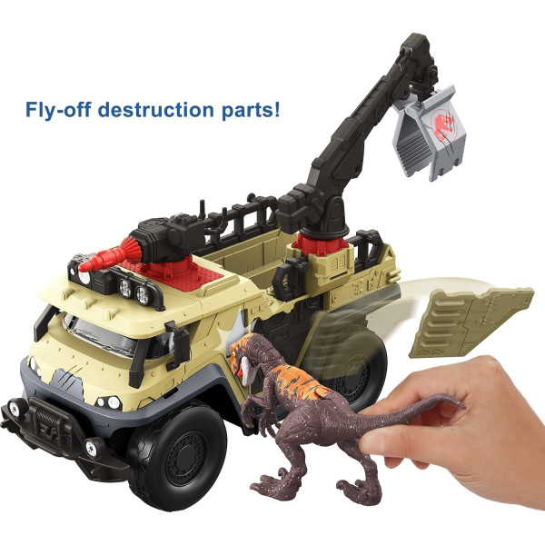 Вантажівка з Динозавром Велоцераптор Світ Юрського Періоду Jurassic World Dominion Capture Crush Truck with Velociraptor  Mattel (GWD66)