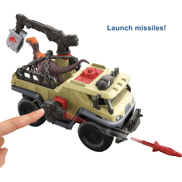 Вантажівка з Динозавром Велоцераптор Світ Юрського Періоду Jurassic World Dominion Capture Crush Truck with Velociraptor  Mattel (GWD66)
