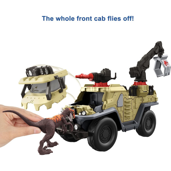 Вантажівка з Динозавром Велоцераптор Світ Юрського Періоду Jurassic World Dominion Capture Crush Truck with Velociraptor  Mattel (GWD66)