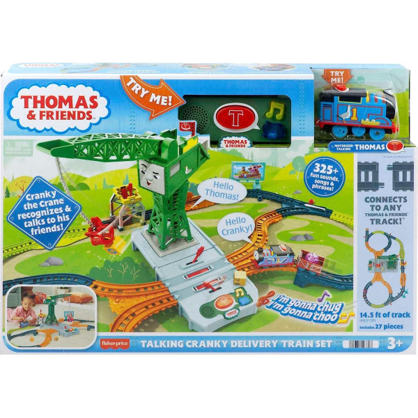 Залізна дорога Томас та Друзі паровозик та кран Кренкі Thomas & Friends Motorized Train Set Talking Cranky Fisher-Price (HMB97)