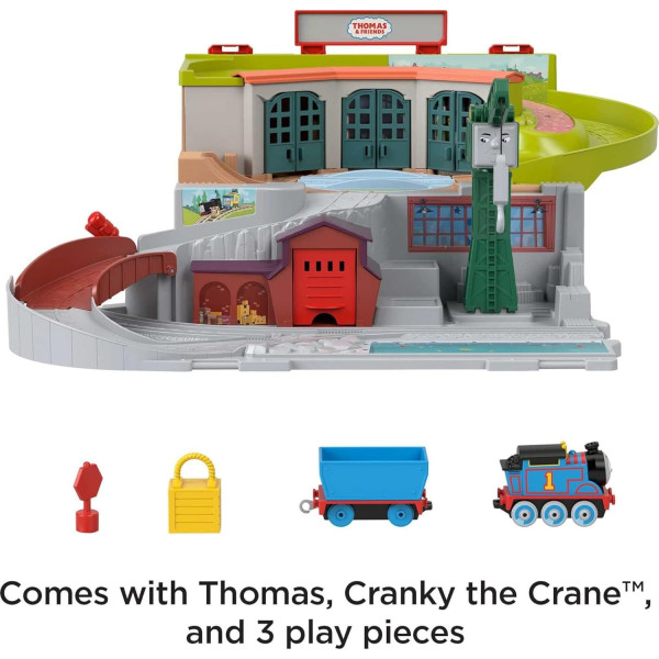 Залізна дорога Томас та Друзі паровозик та кран Кренкі в Содорі Thomas & Friends Sodor Take-Along Train Set Fisher-Price (HMB94)