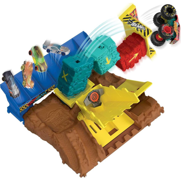 Ігровий набір Хот Вілс Монстер Тракс Автомобільні стрибки Hot Wheels Monster Trucks Arena Smashers Car Jump Challenge  (HNB94)