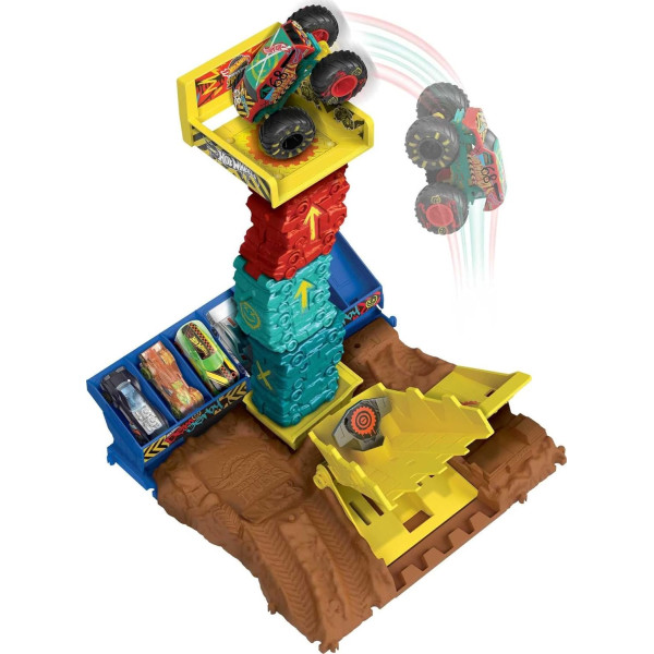 Ігровий набір Хот Вілс Монстер Тракс Автомобільні стрибки Hot Wheels Monster Trucks Arena Smashers Car Jump Challenge  (HNB94)
