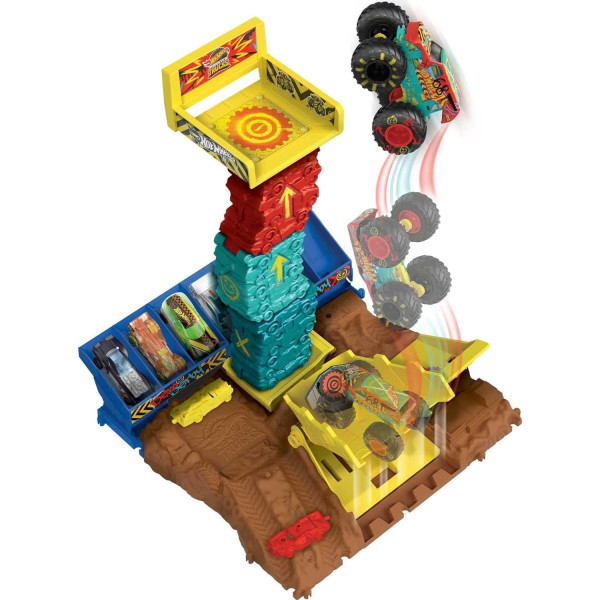 Ігровий набір Хот Вілс Монстер Тракс Автомобільні стрибки Hot Wheels Monster Trucks Arena Smashers Car Jump Challenge  (HNB94)