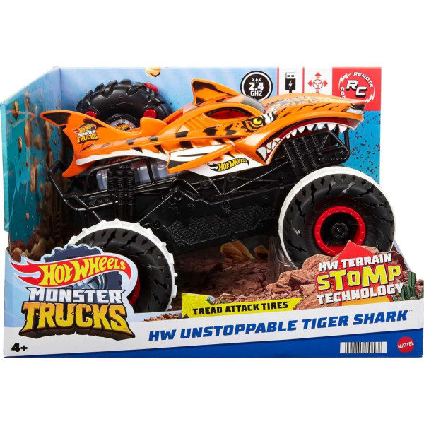 Машинка Хот Вілс Монстер тракс на дистанційному керуванні Hot Wheels RC Monster Trucks Tiger Shark  (HGV87)