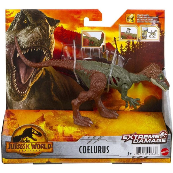 Динозавр Целюр Світ Юрського Періоду Jurassic World Dinosaur Coelurus Extreme Damage Mattel (GWN16)