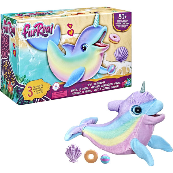 Інтерактивна іграшка грайливий райдужний Нарвал Вейві FurReal Wavy The Narwhal Interactive Animatronic Plush Toy Hasbro (F2604)