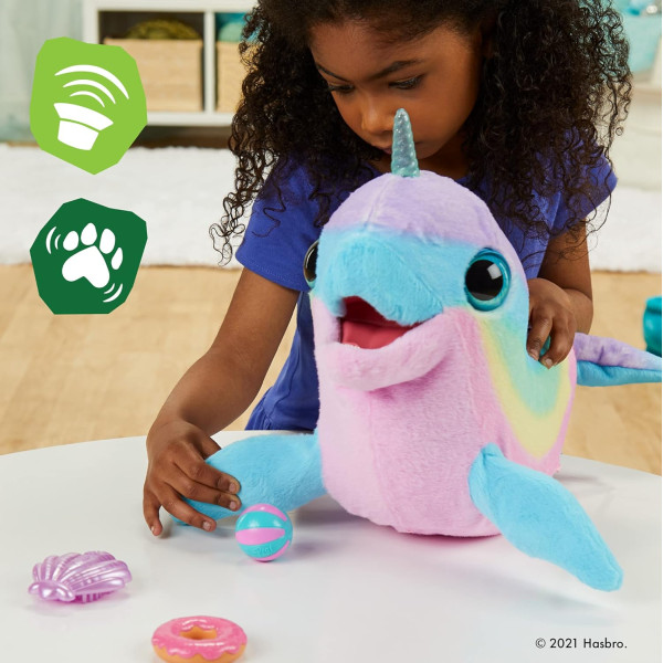 Інтерактивна іграшка грайливий райдужний Нарвал Вейві FurReal Wavy The Narwhal Interactive Animatronic Plush Toy Hasbro (F2604)