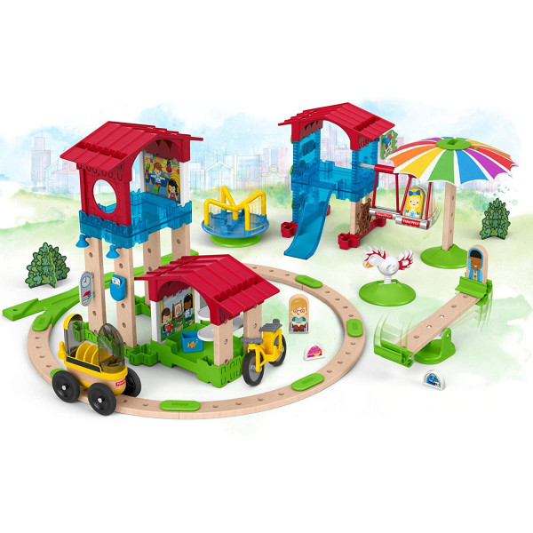 Дерев'яний конструктор Шкільный двір Fisher-Price Wonder Makers Design System Slide & Ride Schoolyard (GGV82)