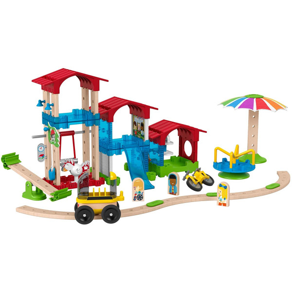 Дерев'яний конструктор Шкільный двір Fisher-Price Wonder Makers Design System Slide & Ride Schoolyard (GGV82)