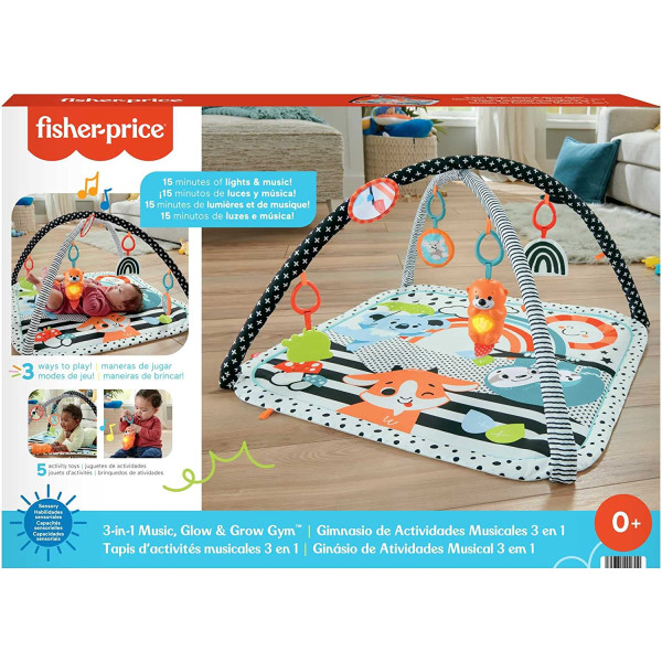 Ігровий розвиваючий килимок 3 в 1 Фішер прайс Веселі розваги Fisher-Price 3-in-1 Music, Glow and Grow Gym (HBP41)