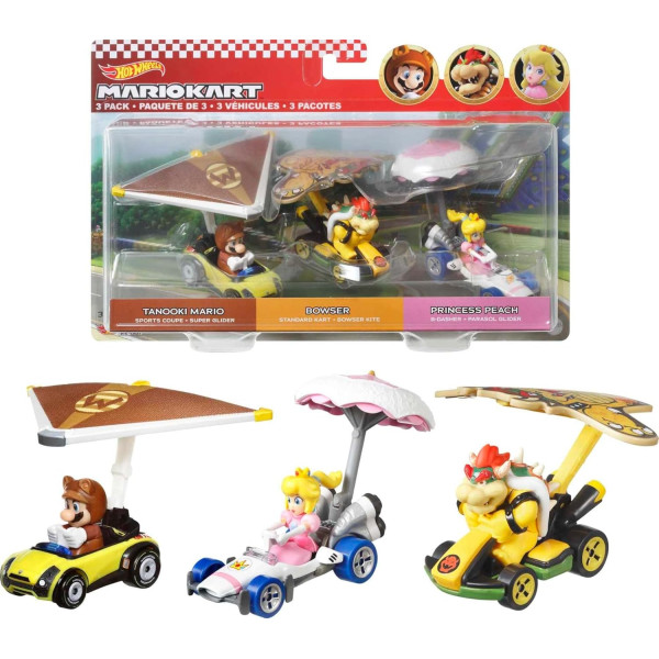 Набір з 3 машинок Хот Вілс Маріо Карт Hot Wheels Mario Kart Vehicle 3-Pack Set (HDB39)