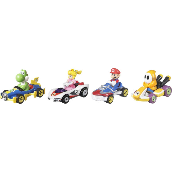 Набір з 4 машинок Хот Вілс Маріо Карт Hot Wheels Mario Kart Vehicle 4-Pack Set (GWB38)